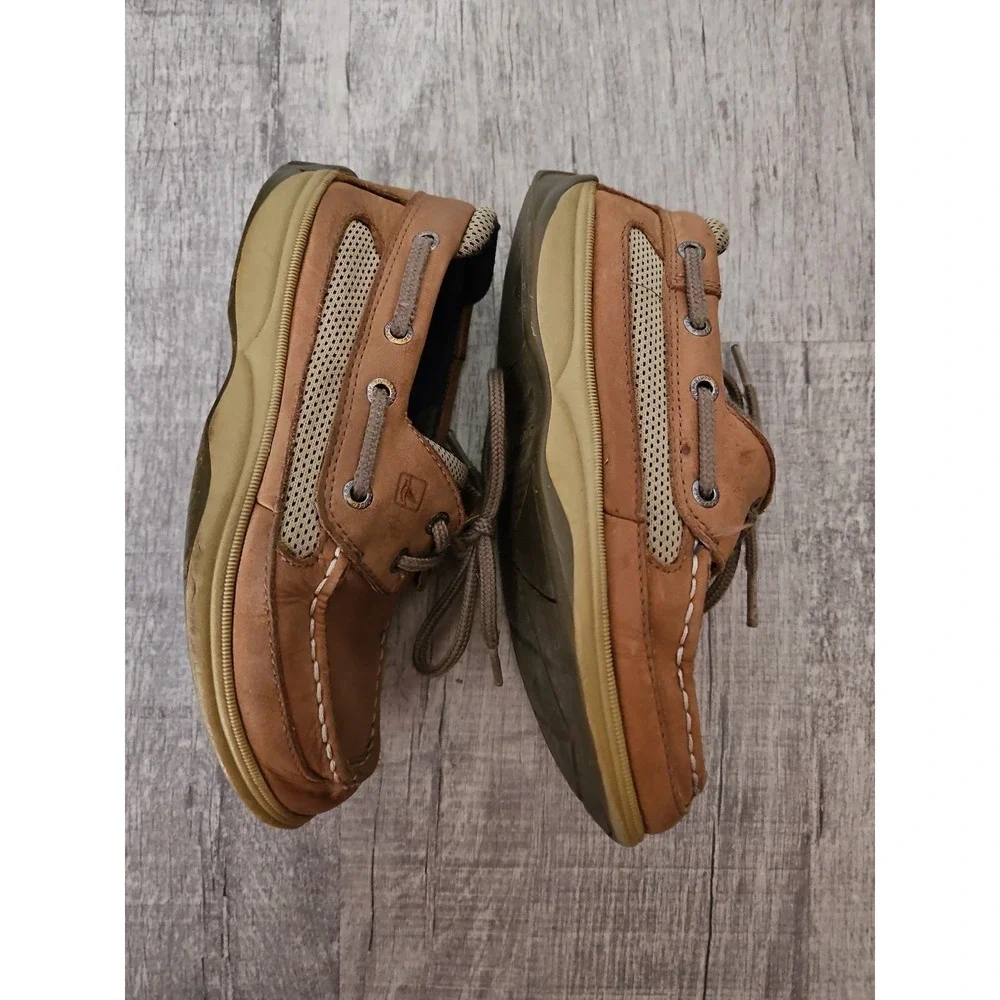 Classic Sperry Kids Brown Leather Mesh Boat Shoes Size 1.5M